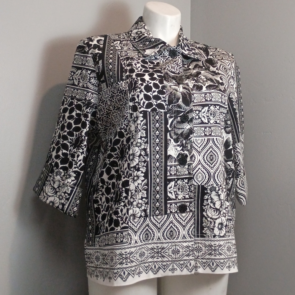 Drapers & Damons Mixed Media Print Cotton Stretch Jacket Women Size 18 Spring